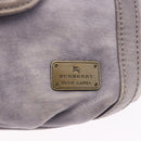 BURBERRY Shoulder Bag Leather Gray Gold Tone Auth 195354A-14