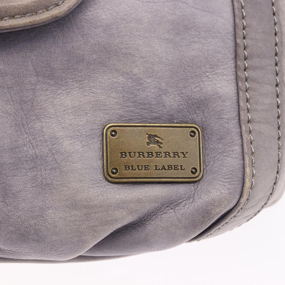 BURBERRY Shoulder Bag Leather Gray Gold Tone Auth 195354A