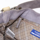 BURBERRY Shoulder Bag Leather Gray Gold Tone Auth 195354A-20