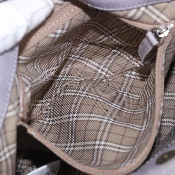 BURBERRY Shoulder Bag Leather Gray Gold Tone Auth 195354A