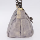 BURBERRY Shoulder Bag Leather Gray Gold Tone Auth 195354A-5