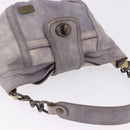 BURBERRY Shoulder Bag Leather Gray Gold Tone Auth 195354A-6