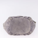 BURBERRY Shoulder Bag Leather Gray Gold Tone Auth 195354A-9