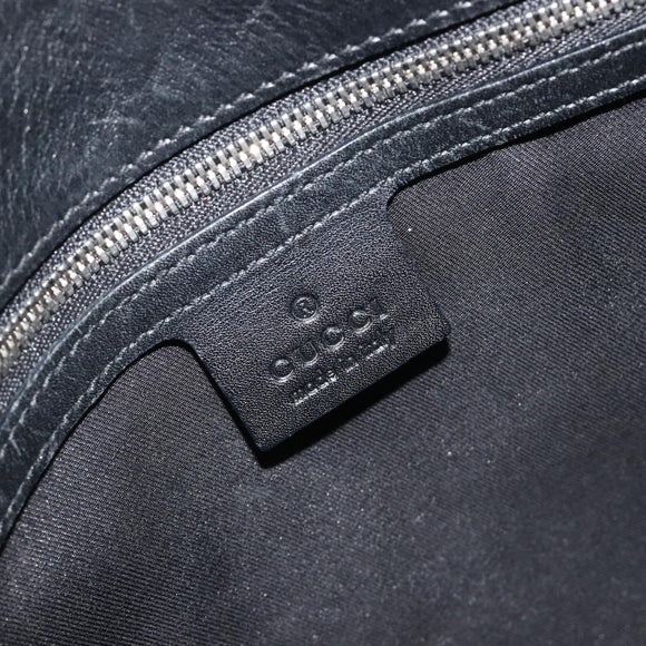 GUCCI Interlocking G Hand Bag Canvas Black Silver Auth 195355V