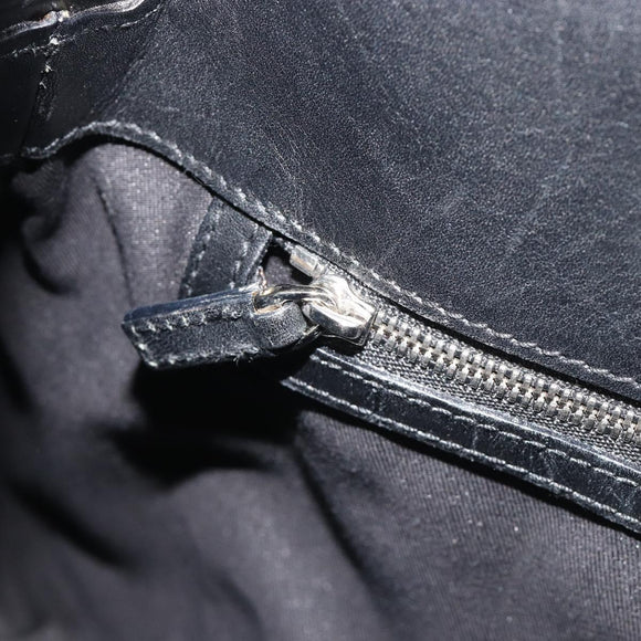 GUCCI Interlocking G Hand Bag Canvas Black Silver Auth 195355V