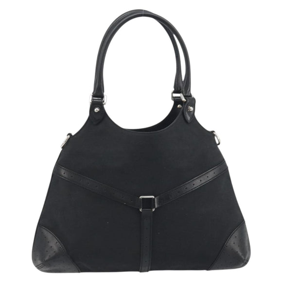 GUCCI Interlocking G Hand Bag Canvas Black Silver Auth 195355V