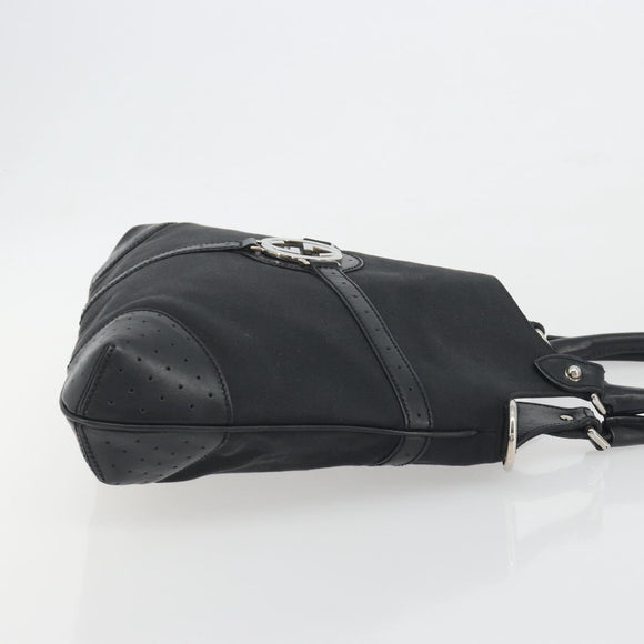 GUCCI Interlocking G Hand Bag Canvas Black Silver Auth 195355V