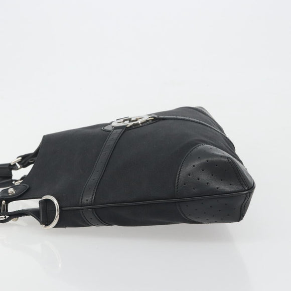 GUCCI Interlocking G Hand Bag Canvas Black Silver Auth 195355V
