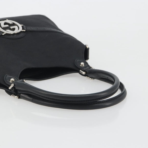 GUCCI Interlocking G Hand Bag Canvas Black Silver Auth 195355V