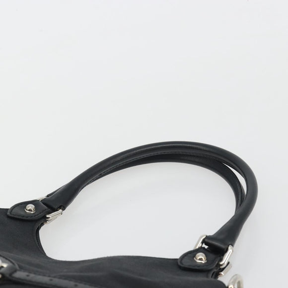 GUCCI Interlocking G Hand Bag Canvas Black Silver Auth 195355V