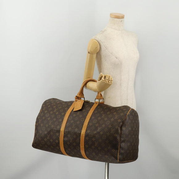 LOUIS VUITTON Monogram Keepall 55 Boston Bag M41424 LV Auth 195357