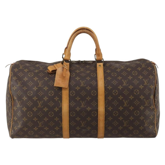 LOUIS VUITTON Monogram Keepall 55 Boston Bag M41424 LV Auth 195358