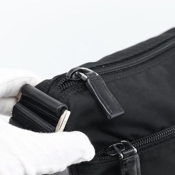 PRADA Shoulder Bag Nylon Black Silver Auth 195363V