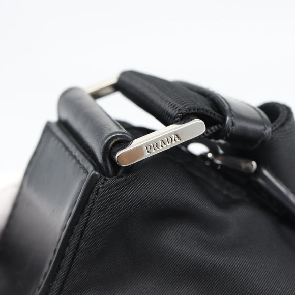 PRADA Shoulder Bag Nylon Black Silver Auth 195363V
