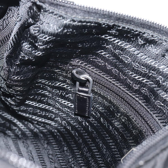 PRADA Shoulder Bag Nylon Black Silver Auth 195363V