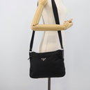 PRADA Shoulder Bag Nylon Black Silver Auth 195363V-25