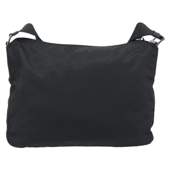 PRADA Shoulder Bag Nylon Black Silver Auth 195363V