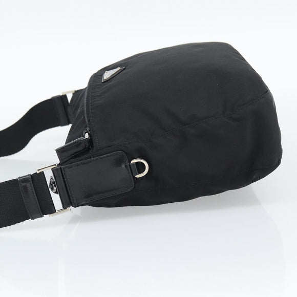 PRADA Shoulder Bag Nylon Black Silver Auth 195363V