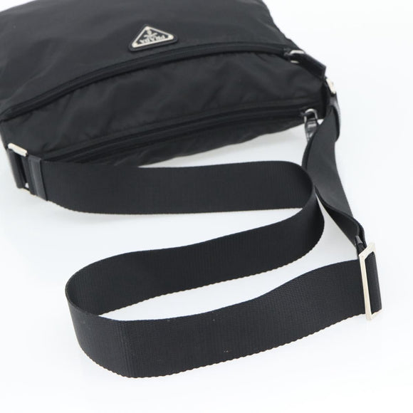 PRADA Shoulder Bag Nylon Black Silver Auth 195363V