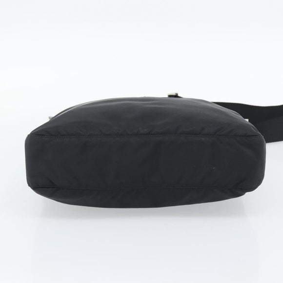 PRADA Shoulder Bag Nylon Black Silver Auth 195363V
