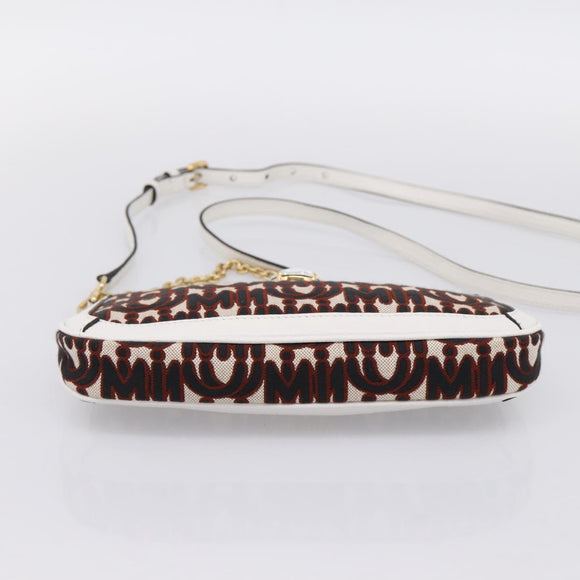 Miu Miu Chain Shoulder Bag Canvas 2way Beige Gold Auth 195364V