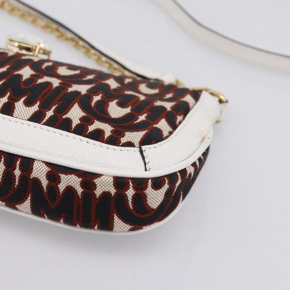 Miu Miu Chain Shoulder Bag Canvas 2way Beige Gold Auth 195364V