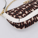 Miu Miu Chain Shoulder Bag Canvas 2way Beige Gold Auth 195364V-17