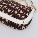 Miu Miu Chain Shoulder Bag Canvas 2way Beige Gold Auth 195364V-18