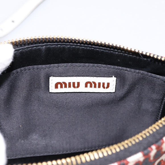 Miu Miu Chain Shoulder Bag Canvas 2way Beige Gold Auth 195364V