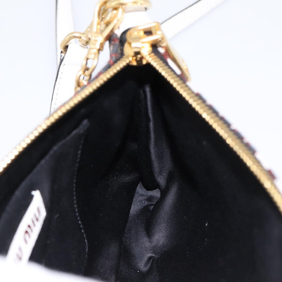 Miu Miu Chain Shoulder Bag Canvas 2way Beige Gold Auth 195364V