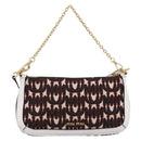 Miu Miu Chain Shoulder Bag Canvas 2way Beige Gold Auth 195364V-2