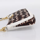 Miu Miu Chain Shoulder Bag Canvas 2way Beige Gold Auth 195364V-3