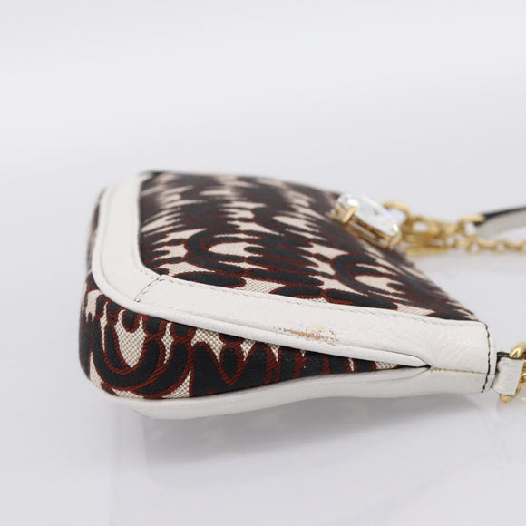 Miu Miu Chain Shoulder Bag Canvas 2way Beige Gold Auth 195364V