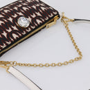 Miu Miu Chain Shoulder Bag Canvas 2way Beige Gold Auth 195364V-7
