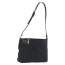 FENDI Shoulder Bag Nylon Black Silver Auth 195365A-1