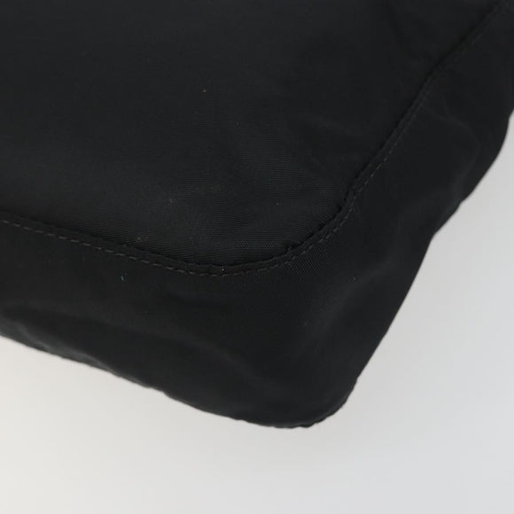 FENDI Shoulder Bag Nylon Black Silver Auth 195365A