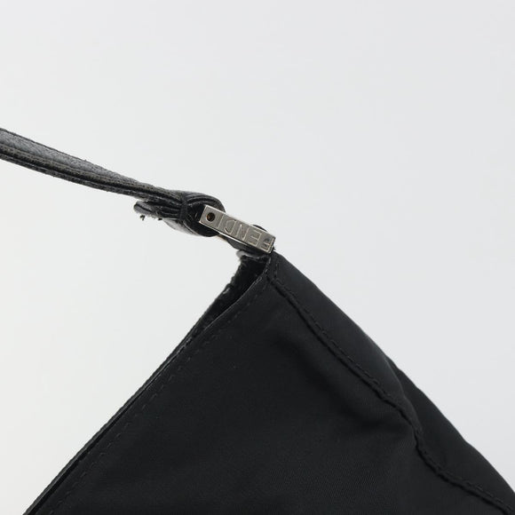 FENDI Shoulder Bag Nylon Black Silver Auth 195365A