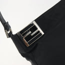 FENDI Shoulder Bag Nylon Black Silver Auth 195365A-17