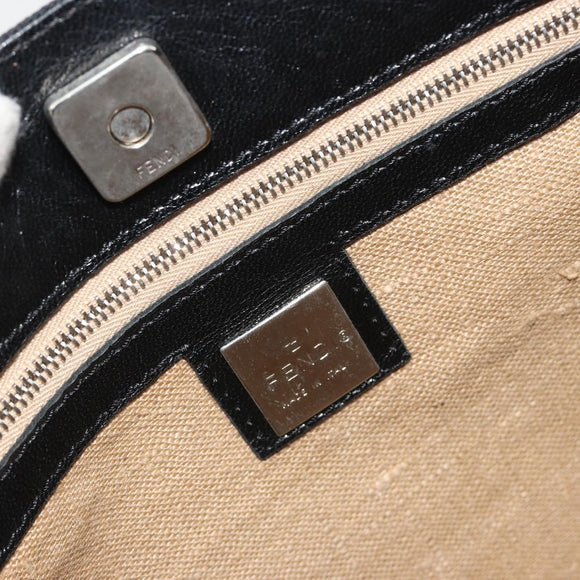 FENDI Shoulder Bag Nylon Black Silver Auth 195365A