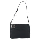 FENDI Shoulder Bag Nylon Black Silver Auth 195365A-13