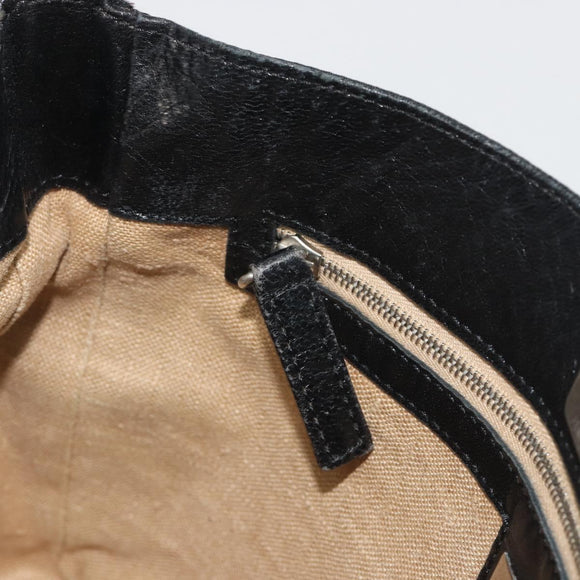 FENDI Shoulder Bag Nylon Black Silver Auth 195365A