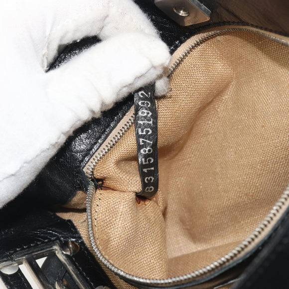 FENDI Shoulder Bag Nylon Black Silver Auth 195365A