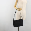 FENDI Shoulder Bag Nylon Black Silver Auth 195365A-23