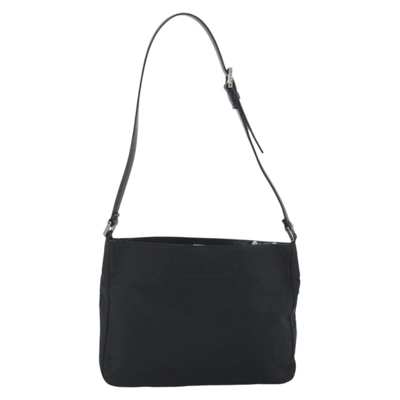 FENDI Shoulder Bag Nylon Black Silver Auth 195365A