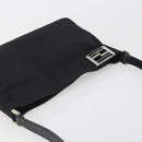 FENDI Shoulder Bag Nylon Black Silver Auth 195365A-6