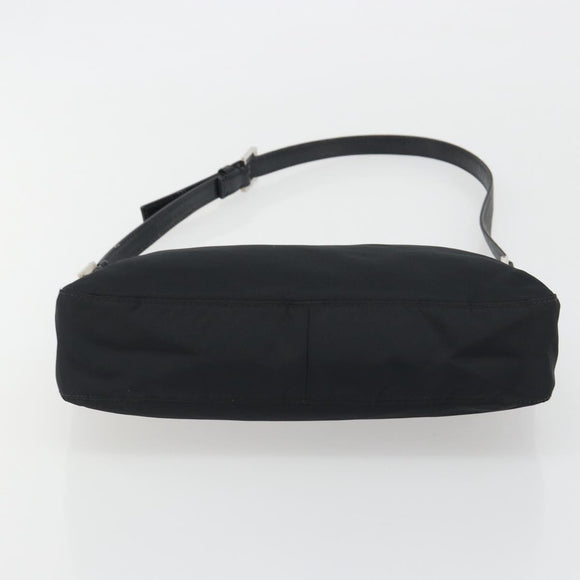 FENDI Shoulder Bag Nylon Black Silver Auth 195365A
