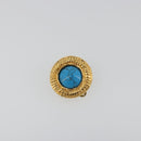 CHANEL Earring Metal Gold Tone Blue CC Auth 195370-2