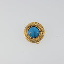CHANEL Earring Metal Gold Tone Blue CC Auth 195370-6