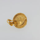 CHANEL Earring Metal Gold Tone Blue CC Auth 195370-9