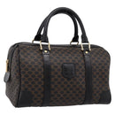 CELINE Macadam Canvas Boston Bag PVC Leather Black Gold Auth 195373V-1
